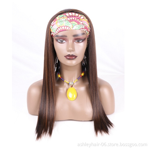 Julianna Wholesale Elastic Hair Bands Highlights Water Wave Colorful Straight Synthetic Afro Kinky Curly Headband Wig Wigs